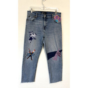 Gap Jeans Women's 30 Regular Cropped Boyfriend Jeans Raw Edge Patched Distressed